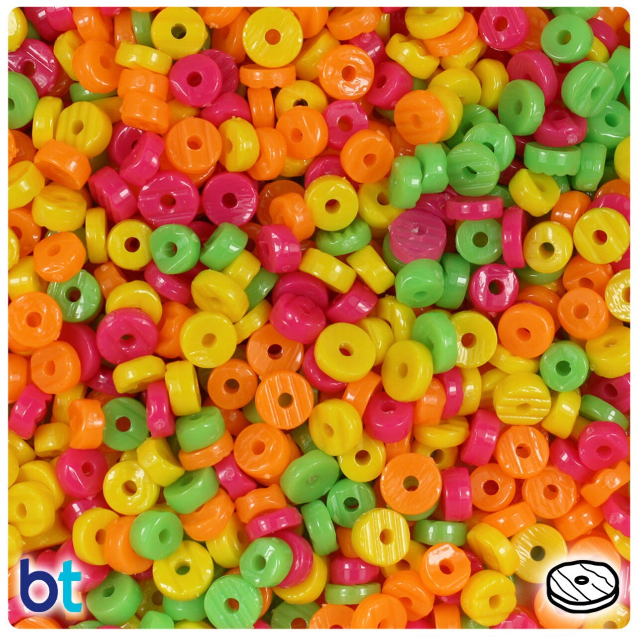 BeadTin Tropical Mix Opaque 6mm Heishi Plastic Craft Beads (1000pcs)